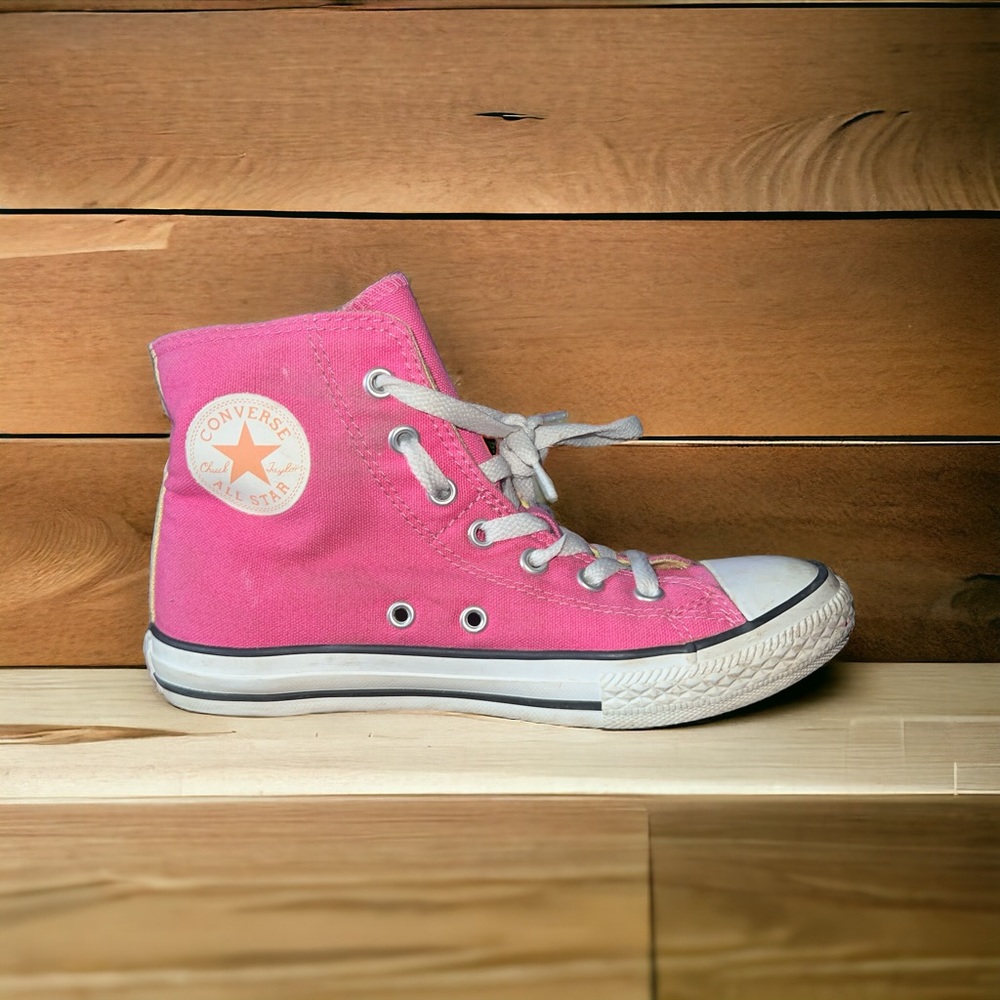 CHUCK TAYLOR CONVERSE | PINK YELLOW FOLD DOWN HIGH TOPS SZ 3 JUNIORS